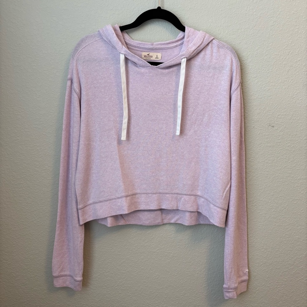 Hollister Light Pink Cropped Hoodie